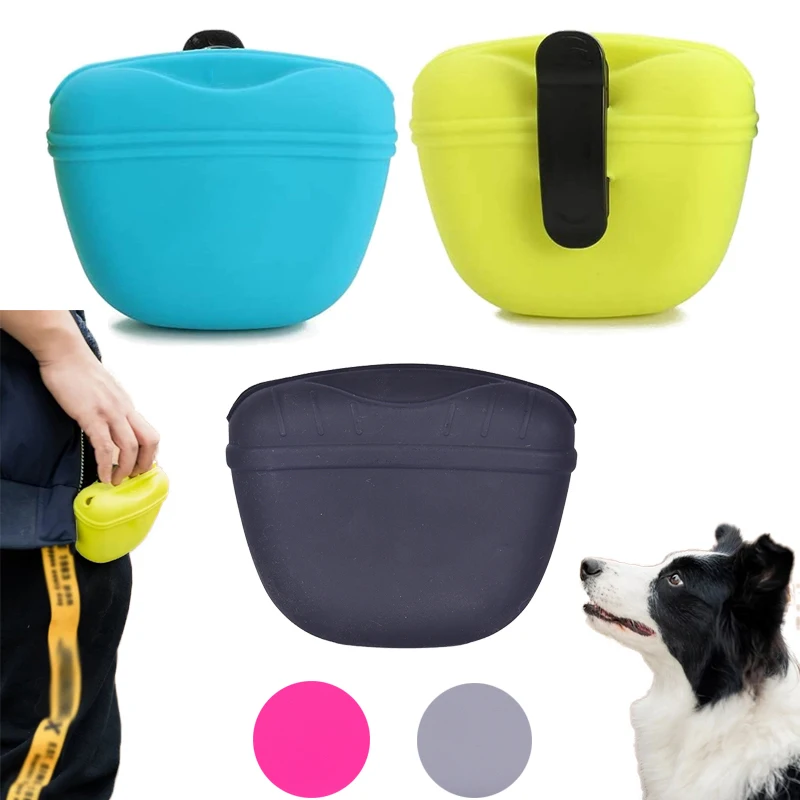 Siliconen Dog Treat Pouch Huisdier Draagbare Hond Training Heuptas Handig Magnetische Gesp Sluiten Taille Clip Outdoor Feed Opslag