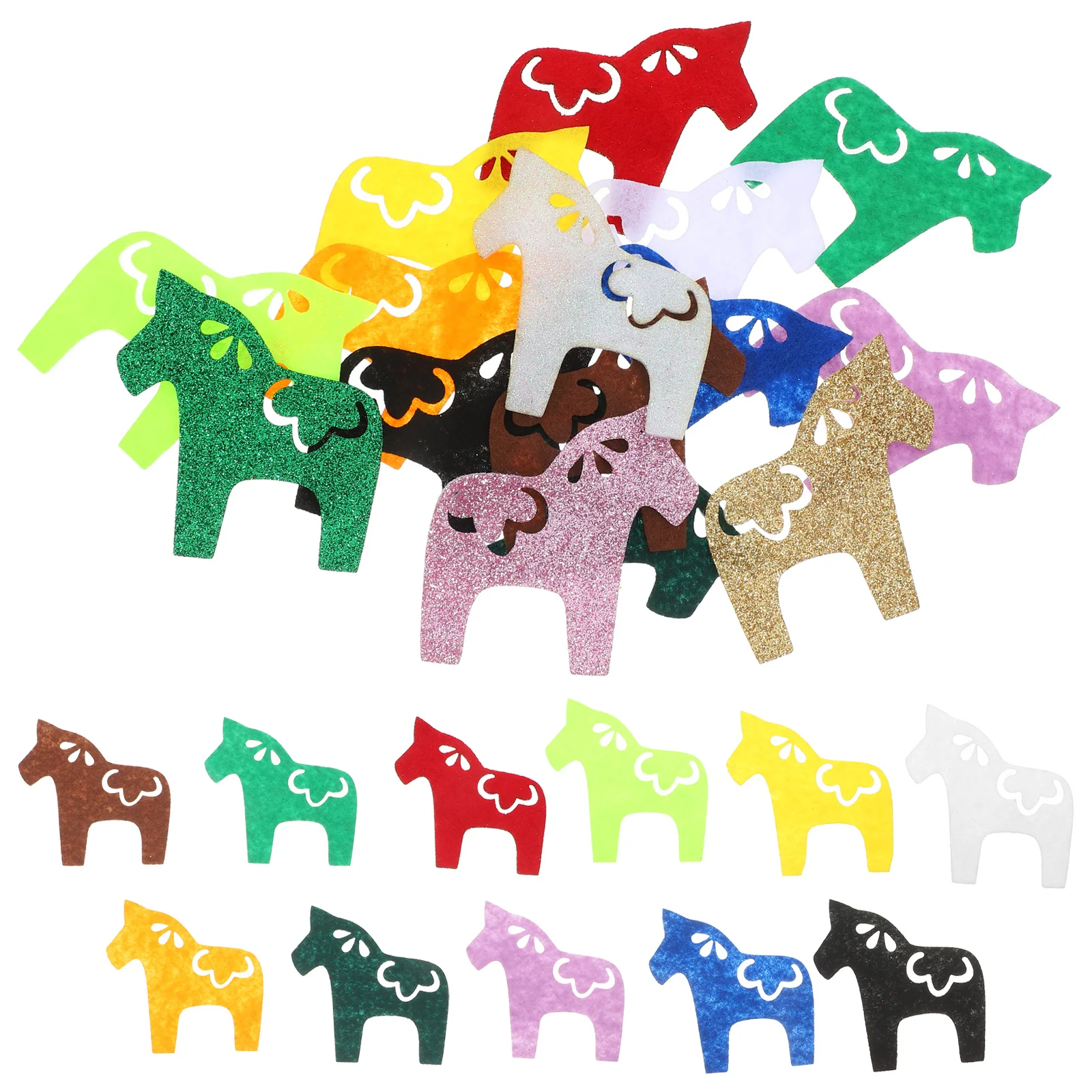 

50Pcs Horse Felt Ornaments Swedish Holiday Decorations Soft Felt Horses for Christmas Tree Scandinavian Nordic Decor