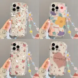 Flower Phone Chain Hang Case for Xiaomi Redmi Note 13 Pro 5G 12 4G 8 11 10 12 13 Pro Plus 12S Redmi 12 13C 12C 9A 9 10 A1 A2 A3