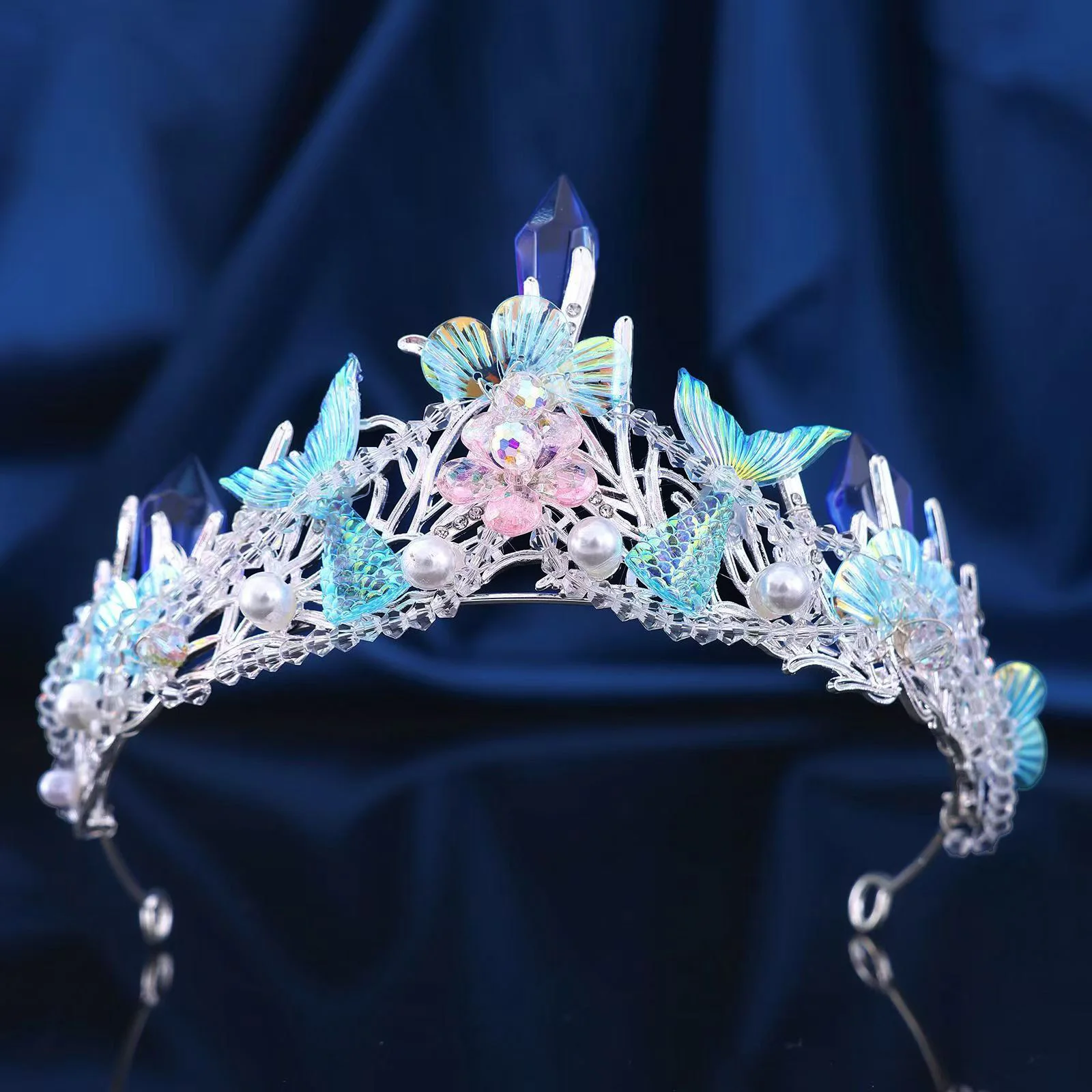 Handmade Mermaid Pearl Crown Princess Tiaras for Women And Girls Elegant Birthday Party Accessory