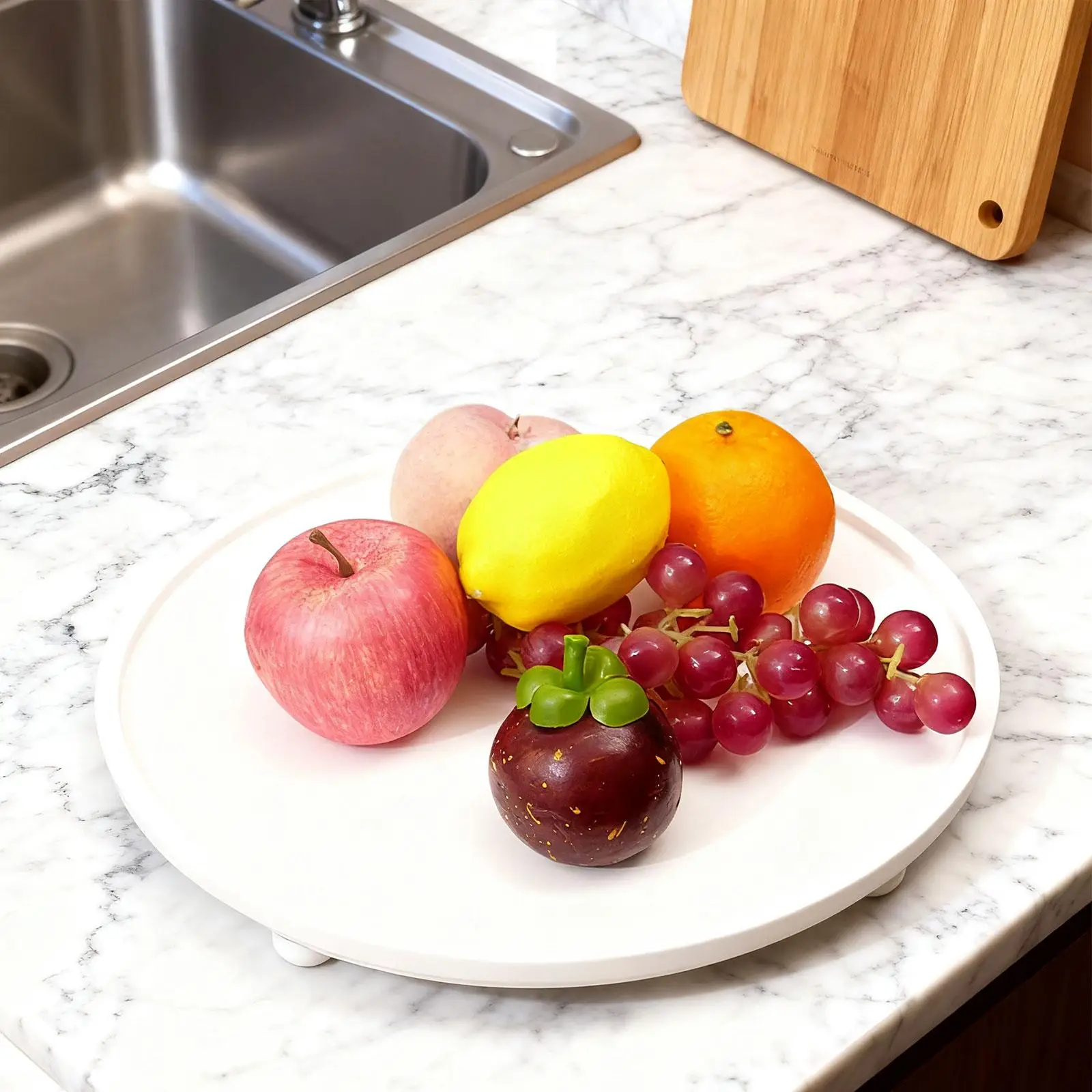 

Wood Pedestal Stand, Sturdy Tabletop Centerpiece Decorative Tray, Candle Stand Wood Riser for Bottles, Soap Dispenser Decor