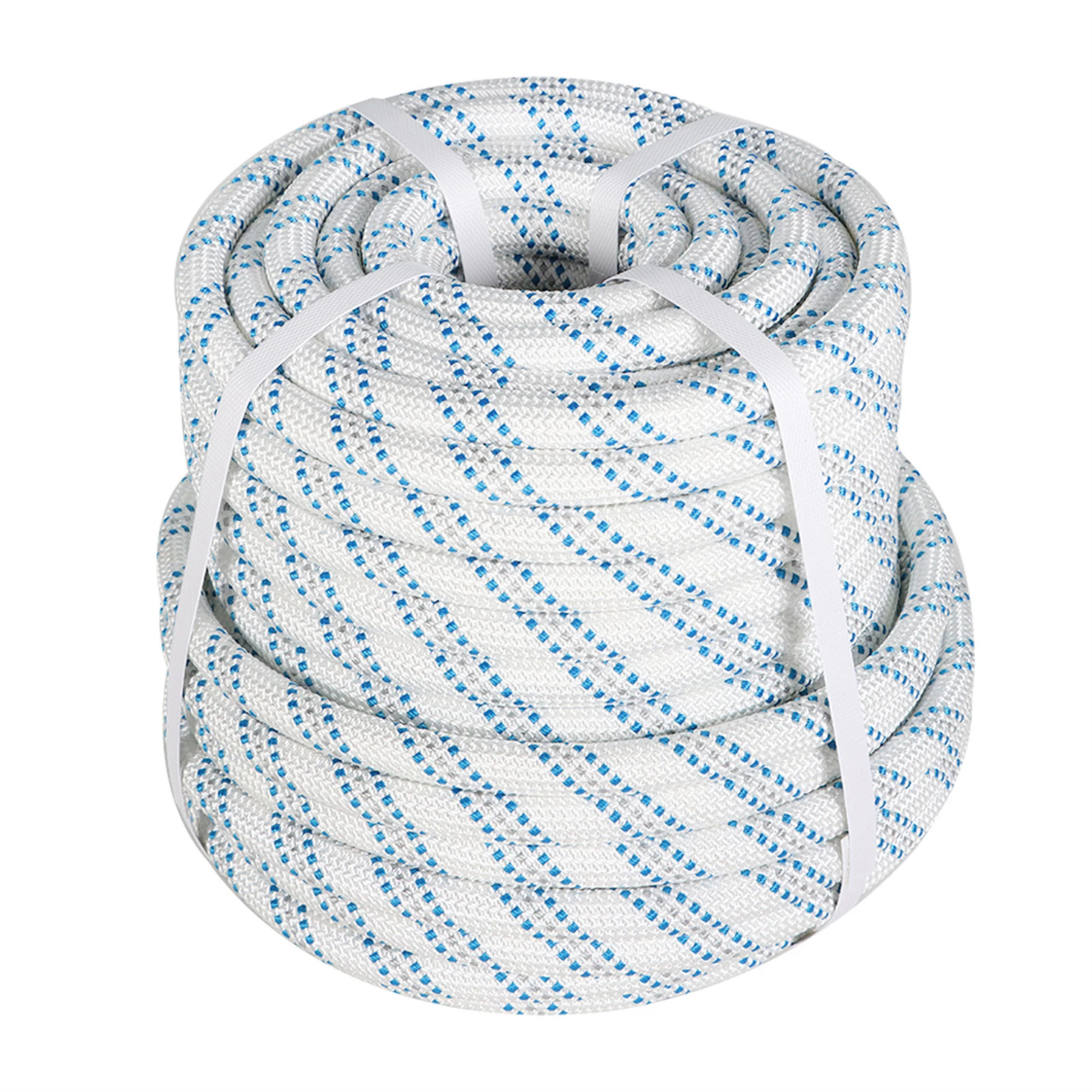 

High Strength 11250lbs 5/8 Inch Polyester Rope 150Ft White-Grey-Blue-for Tree Climbing Rigging, Arborist