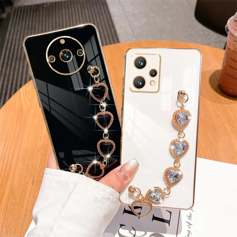 Realme11pro Luxury Chain Bracelet Case For Oppo Realme 11 Pro Plus 9 8 10 9i 4g 5g 8i Gt Neo 2 3 3t Plating Silicone Wrist Cover