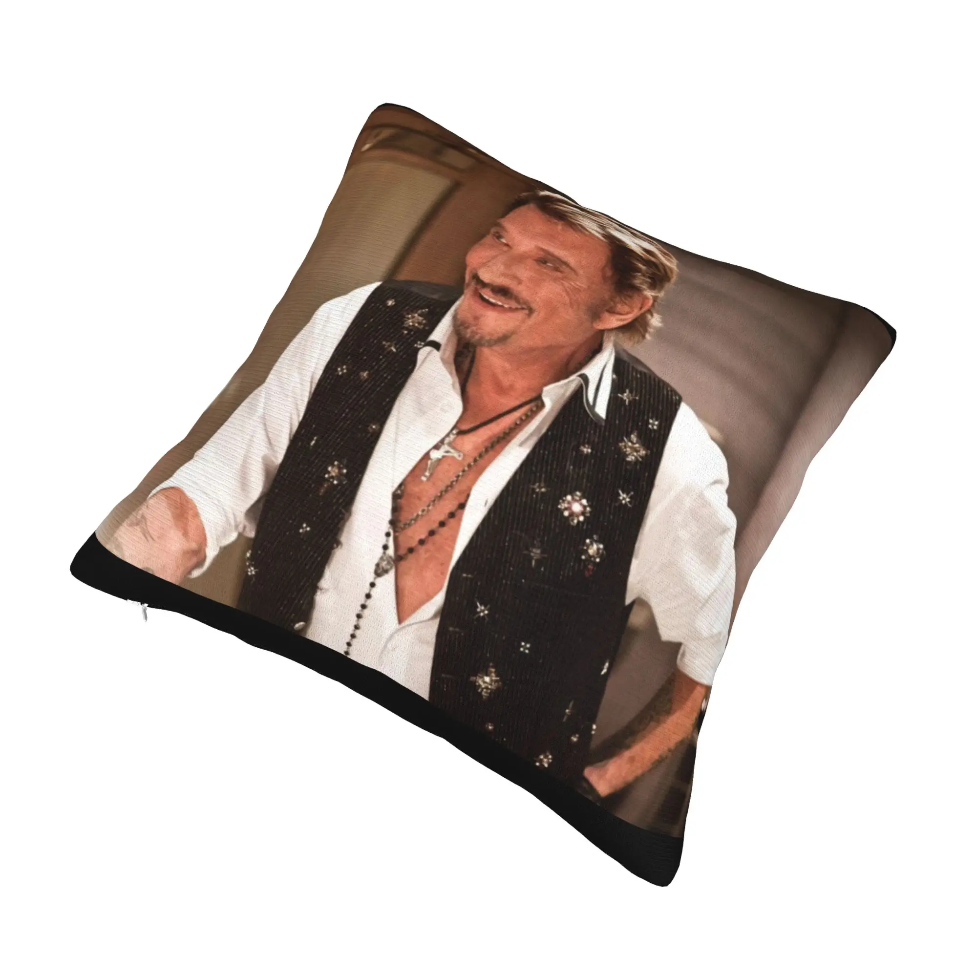 Johnny Hallyday Singer Cushion Covers French Rock Music Velvet Luxury Pillow Cases Decor Home