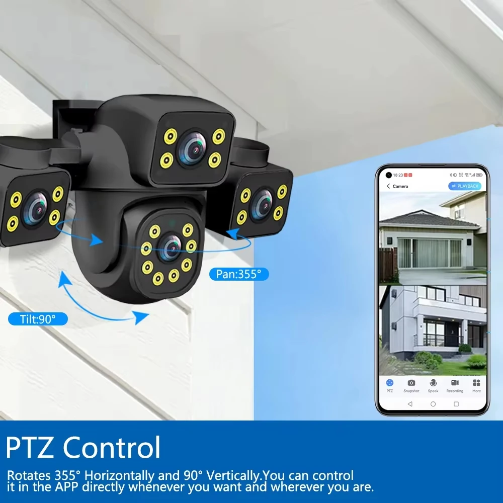 Kamera IP 15MP HD WIFI Kolorowy Tryb Nocny Trzy Ekran Trzy Obiektywy Automatyczne Śledzenie IP66 Wodoodporna CCTV Bezpieczeństwo Wideo Tuya Smart