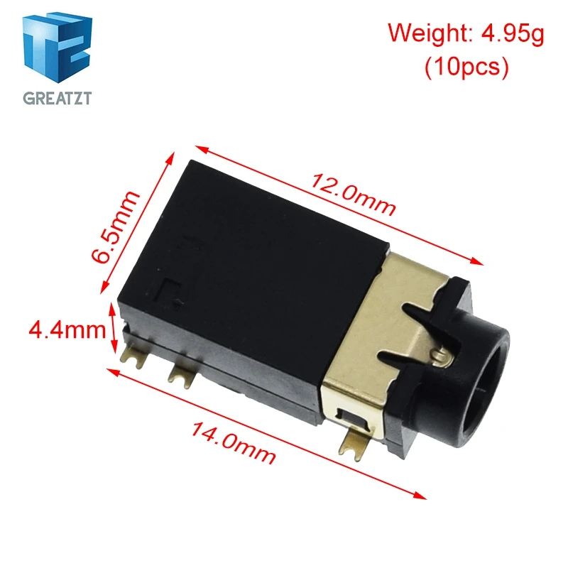 GREATZT 10/30PCS 3.5 MM headphone socket Audio socket PJ-342 Surface mounted 6 feet Double track gold plated PJ342