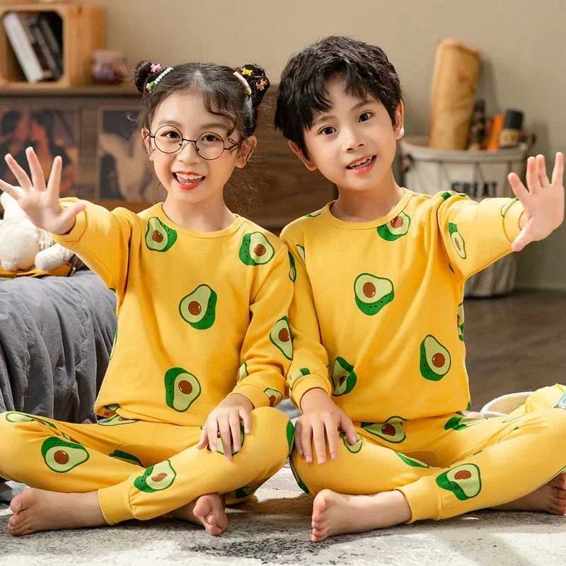 Kids 2 4 5 6 8 12 14 Years Sleepwear Boys Girls Pajamas New Long Sleeved Children's Clothing Cotton Pyjamas Sets For Teenages