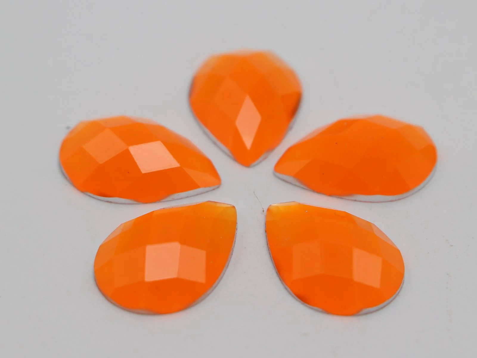 100 Mixed Neon Color Flatback Acrylic Teardrop Rhinestone Gems 10X14mm No Hole