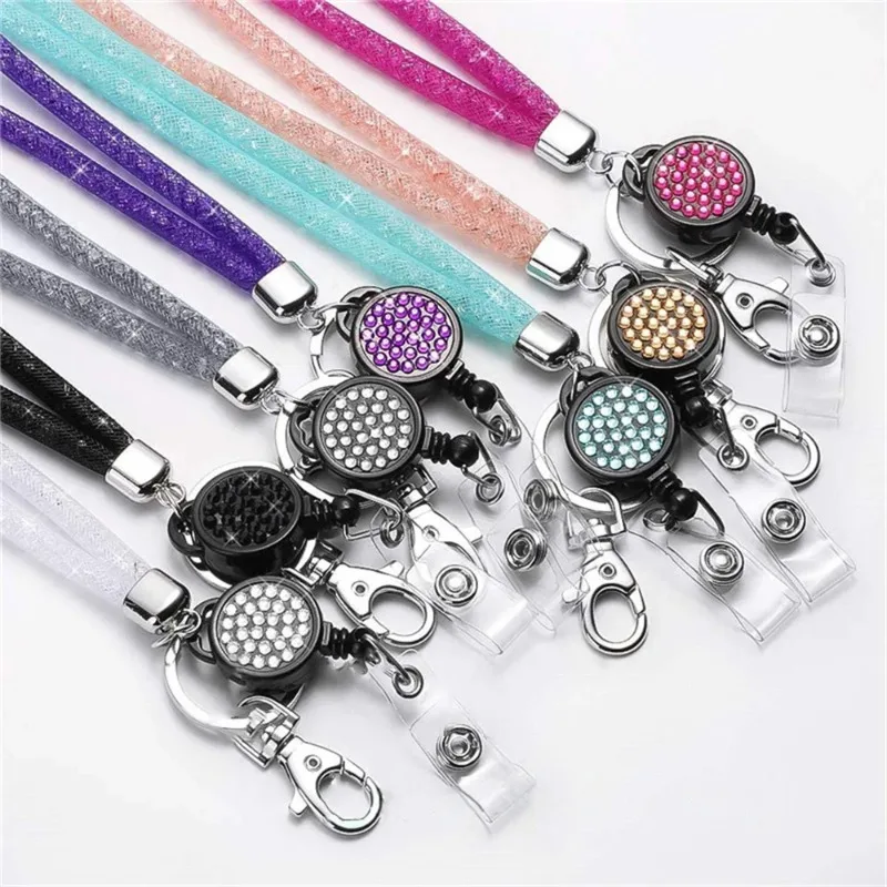 

10 pcs Badges Holder Retractable Lanyard Id Lanyard Name Tag Card Badge Holder Reels Clips Hanging Rope Keychain Necklace Strap