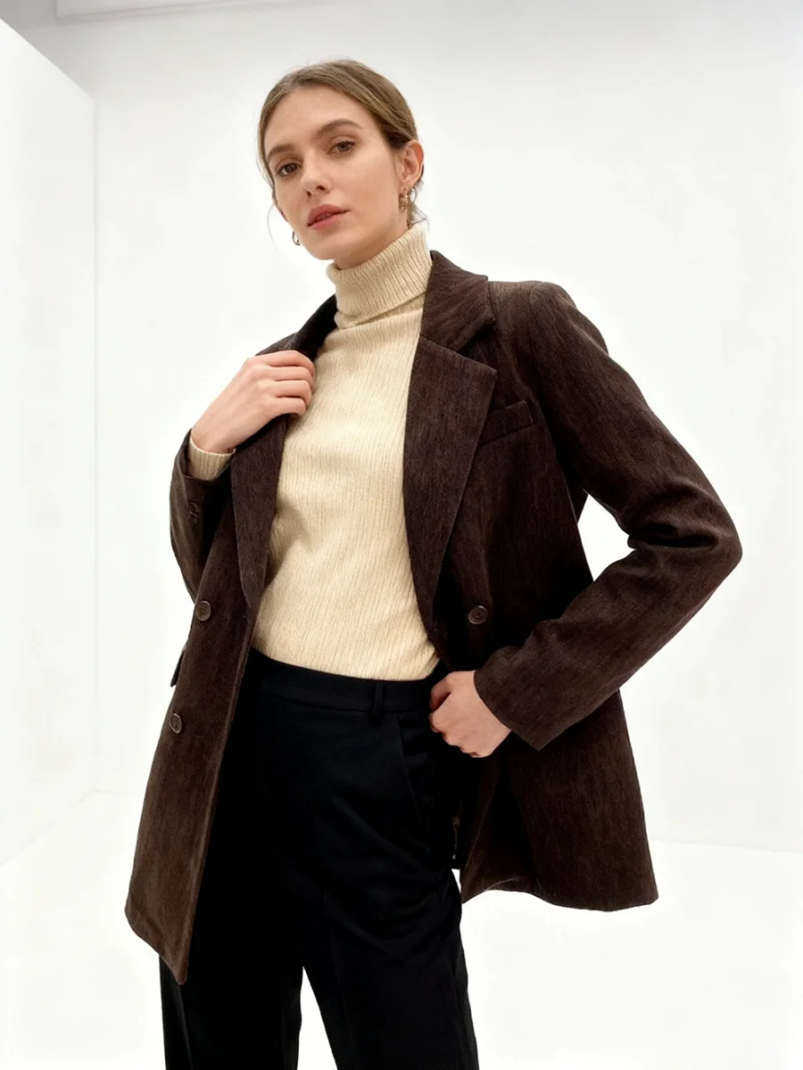 TWOTWINSTYLE solide minceur épissé ceinture blazers occasionnels pour les femmes revers manches longues minimaliste Blazer femme mode vêtements