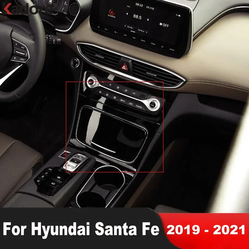 ヒュンダイサンタフェ用カーボンファイバーカーセンターコンソール収納ボックス、パネルカバー、インテリアモールディング、アクセサリー、2019、2020、2021