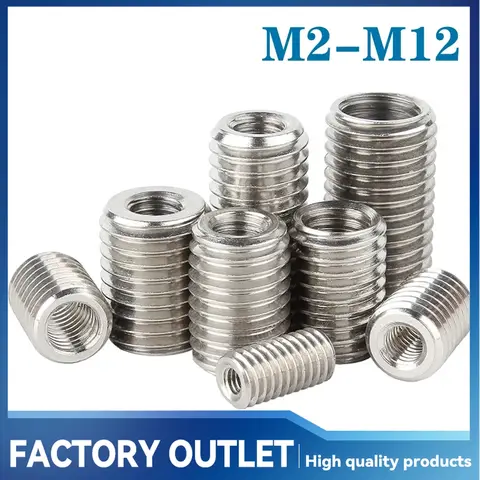 2-5Pc M2 M3 M4 M5 M6 M8 M10 M12 내부 외부 나사 어댑터 나사 너트 삽입 슬리브 변환기 너트 커플러 304 스테인레스 스틸