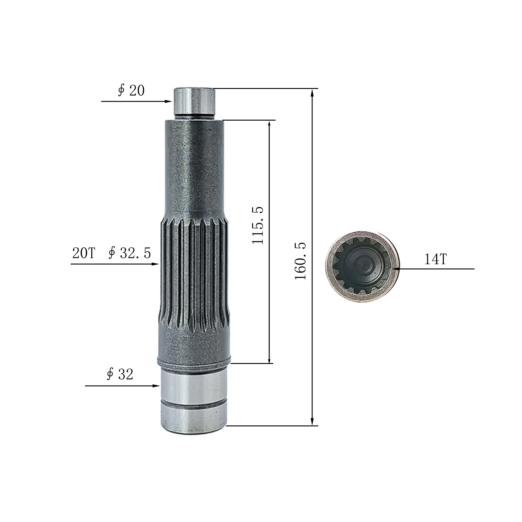 

Suitable for Hitachi ZX70-6 Excavator Travel Motor Pump Shaft/Motor Shaft 14/20 Teeth
