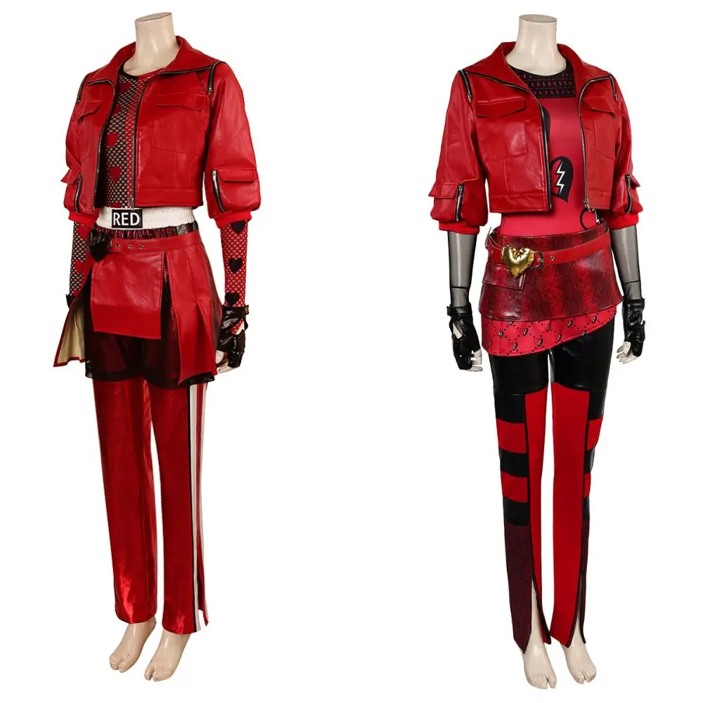 Fantasia Descendants Red Chloe Cosplay Girls Costume Disguise Women Jacket Pants Clothes Female Outfits Halloween Carnival Suit