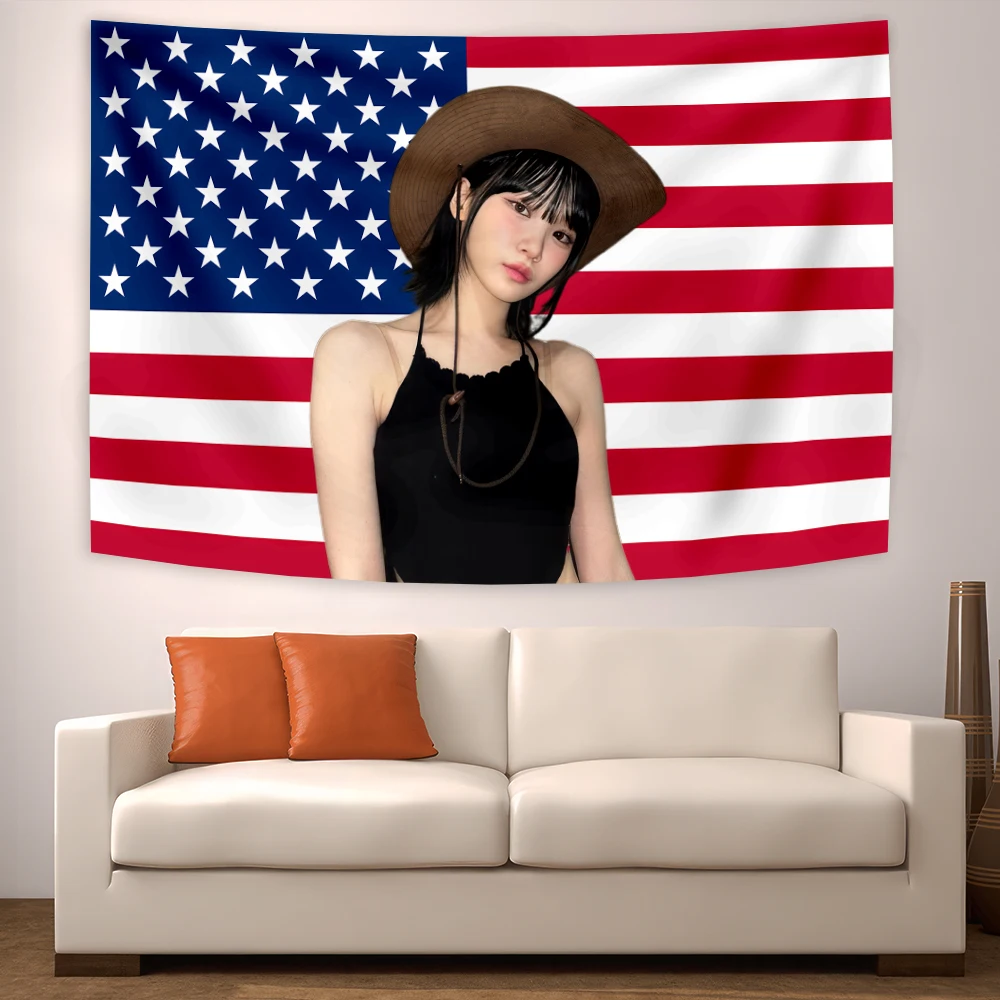 Chaewons-アメリカ国旗のタペストリー、ポスター、寮、寝室の壁、大学のパーティー、屋内と屋外の装飾のための面白いバナー、3x5