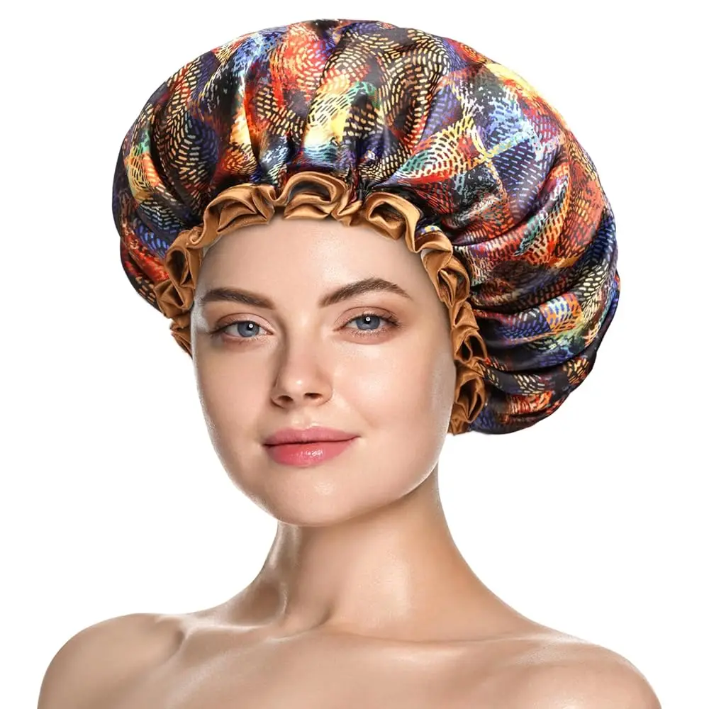 

Shower cap for Women and Girls, Champagne,Mysterious,Romantic Petals, Large and Medium (Mysterious, Medium (Pack of 1))