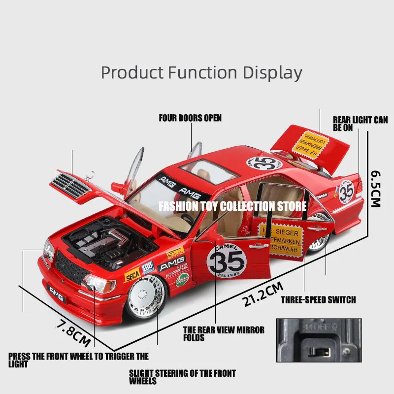 1:24 Tiger Head Bens Modified Version Alloy Car Model Diecasts Toy With Sound and Light Vehicles Decoration Toys For Kids Gift