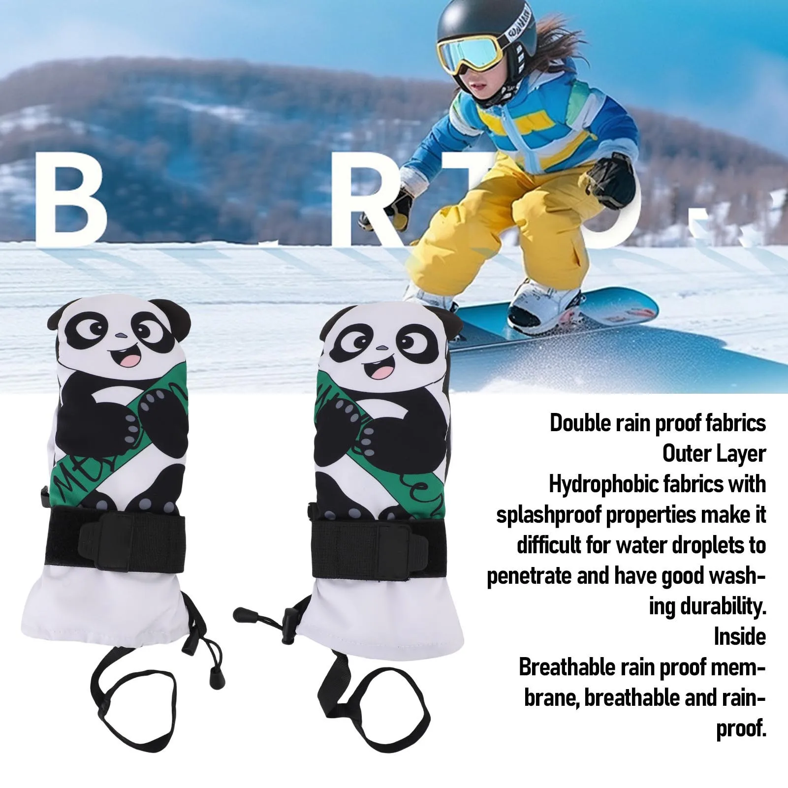 Guantes de Snowboard a prueba de viento, 1 par de guantes de esquí para jóvenes, manoplas antideslizantes para nieve, guantes de Snowboard cálidos a prueba de abrasión y lluvia