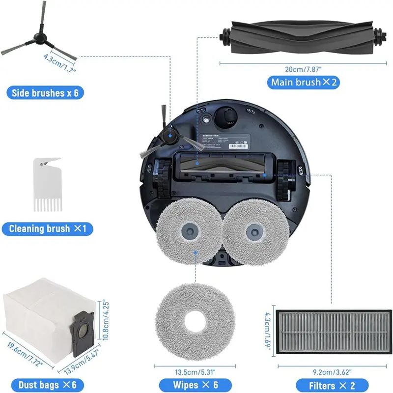 AFOURT-2 Set Zubehörset für Dreame L10s Pro Ultra Heat, Hauptbürsten, Filter, Kantenbürsten, Staubbeutel – Detail 5