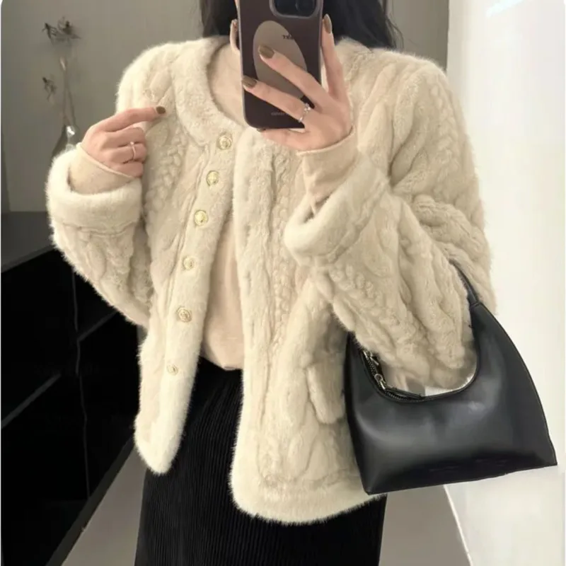 Piccola giacca corta in pelliccia sintetica profumata Donna Inverno Nuovo girocollo monopetto Pellicce Top Tendenza Cappotti in pelliccia di visone Capispalla caldo