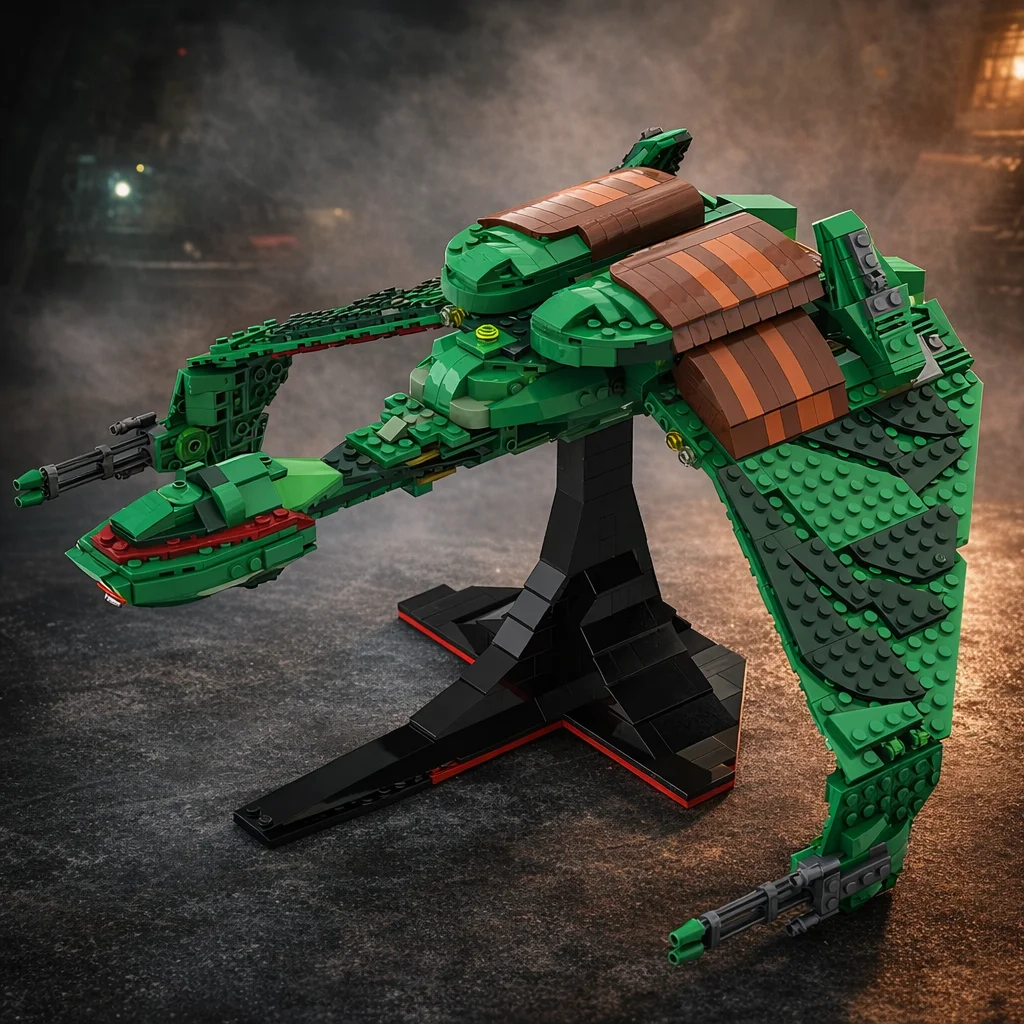 Set de Bloques de Construcción MOC Nave Espacial Alienígena Verde, Modelo de Caza Espacial de Ciencia Ficción, Ladrillos DIY, Juguete para Niños y Adultos, Kit de Exhibición y Regalo