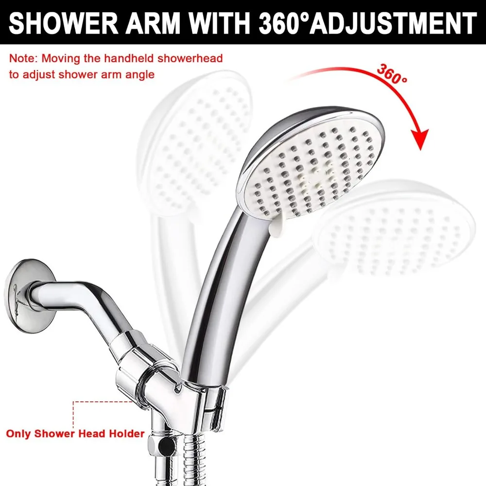 Adjustable Shower Arm Mount with Universal Wall Hook Bracket and Brass Pivot Ball, Hand Held Showerhead Holder view 5
