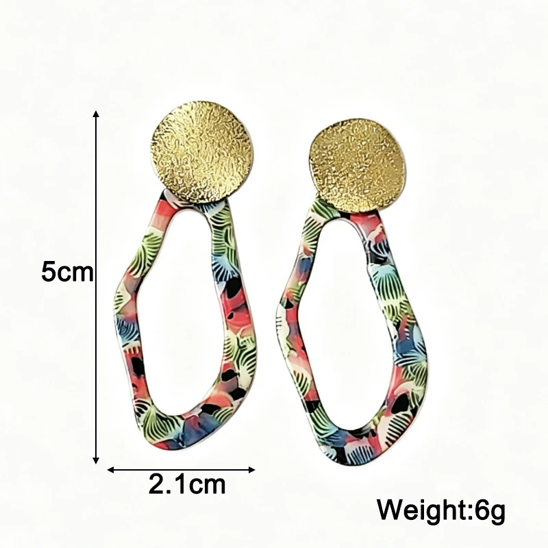 2026 New Acrylic Hollow Geometric Dangle Earrings for Women Colorful Random Stripe Women's Hanging Earrings Fashion Jewelry