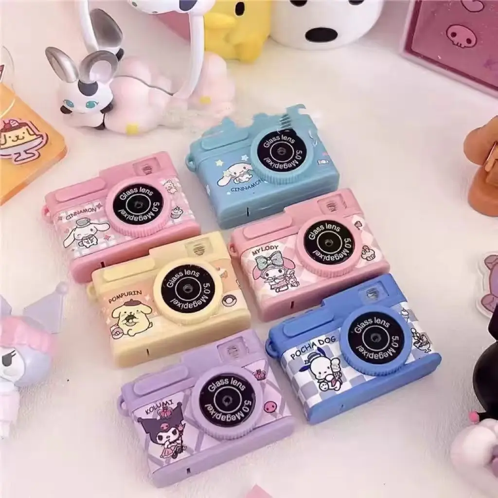 Kawaii Sanrio Hellokitty My Melody Kuromi Pochacco LED Simulation Light-Emitting Mini Camera Pendant Anime Keychain Bag Pendant