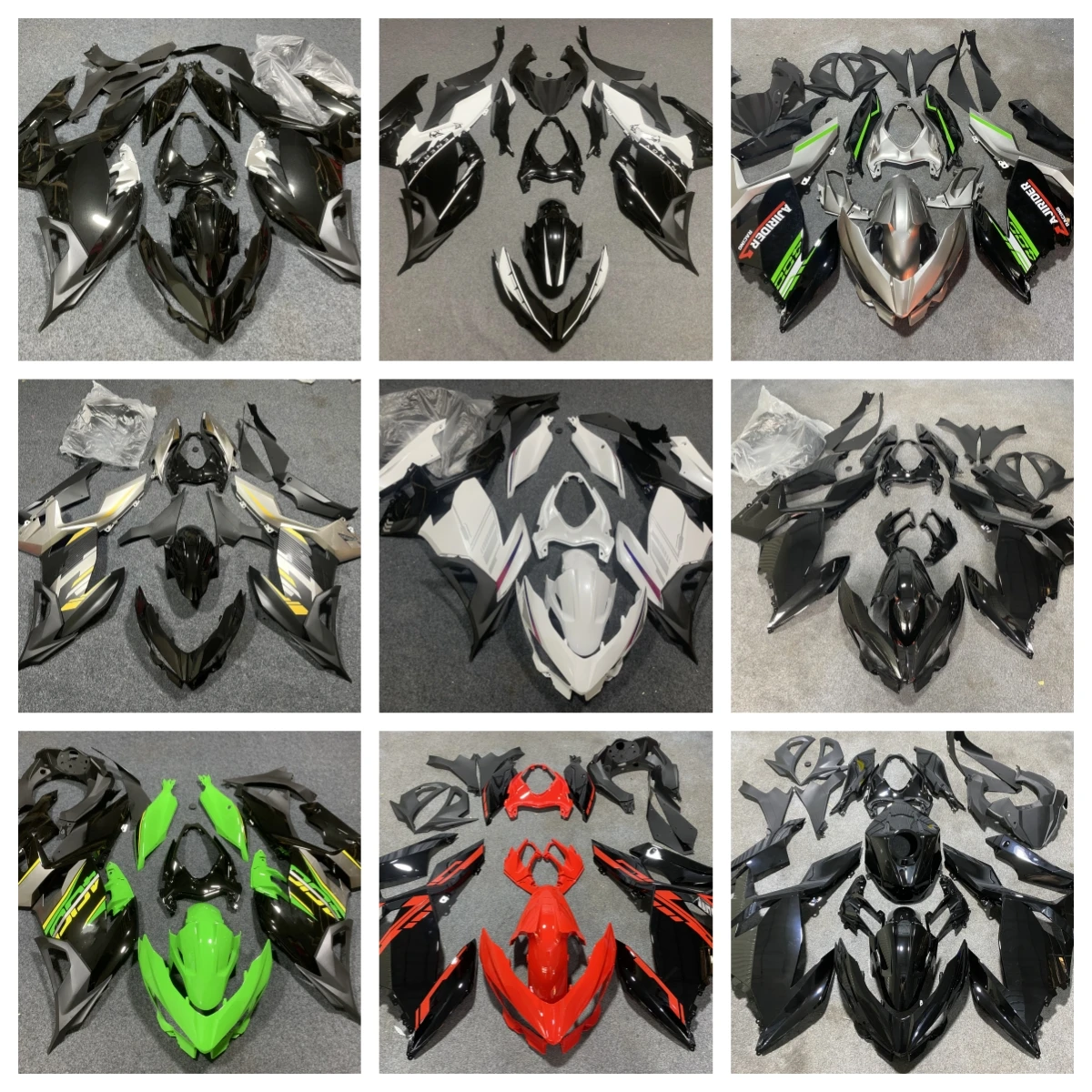 

A/мотоцикл для Kawasaki NINJA 400 EX400 2018-2023 полные комплекты обтекателей ABS инъекционный пластик черный NINJA 400 обтекатель кузова