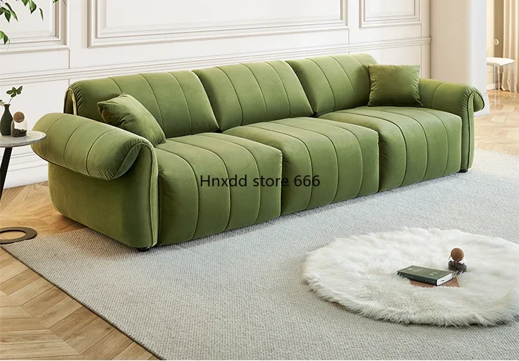 Nordic Simple Octopus Sofa Italian Large and Small Apartment Type Dark Green Flannel Sofa