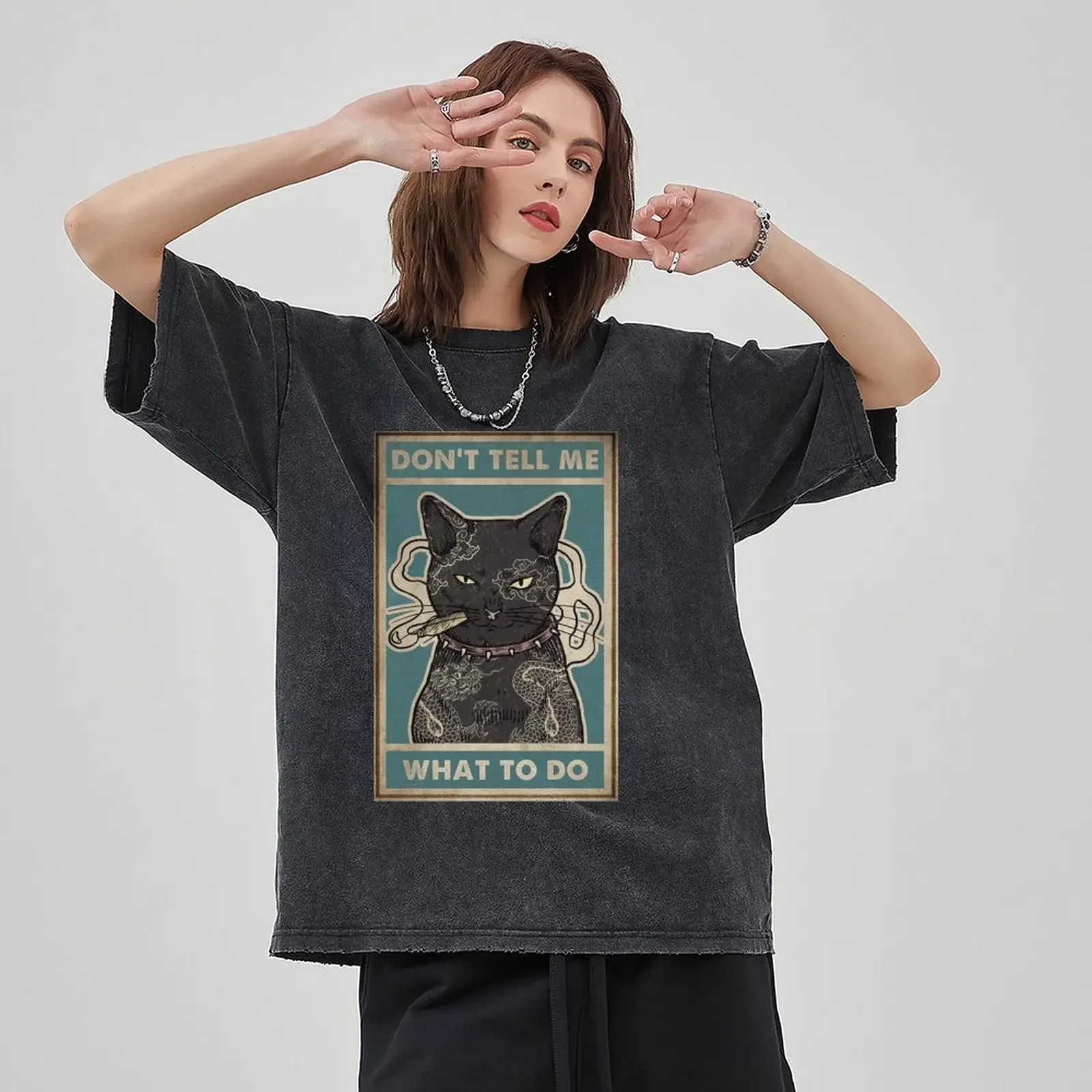 Pussy Graphic T Shirts For Men, Y2k Washed Tshirt, Heavy Mental T-shirts, Retro Hip Top Tees 100% Cotton Streetwear Tees Unisex