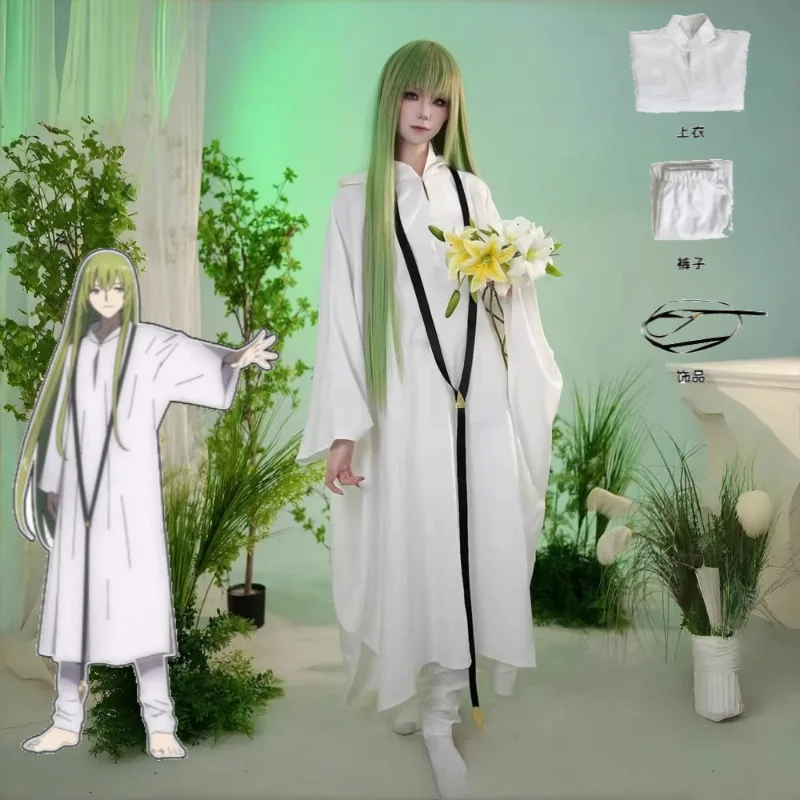 

Enkidu Cosplay Costume Fate strange Fake Whisper of Dawn Outfit Full Set Robe Green Wig For Women Halloween
