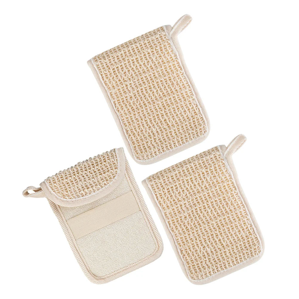 3 Pcs Soap Bag Foaming Holder Bath Sponges for Shower Loofah Weave Cloth Exfoliating Natural