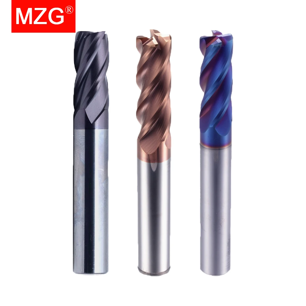 MZG 4 Flute HRC 45 55 60 65 Radius End Cutter Mill Carbide Cnc Milling Cutter For Metal Tungsten Steel CNC Maching Endmils