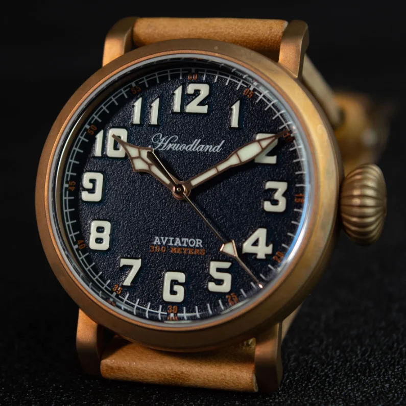 Hruodland Men Automatic Watch Pilot 43MM Bronze Mechanical Wristwatch Diver 20Bar BGW-9 Luminous Sapphire Mirror PT5000 SW200