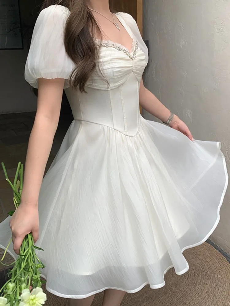 Summer Elegant and Chic Women Fashion Party Dress Vintage Casual A-Line Chiffon Birthday Prom Wedding Vestidos Female Robe