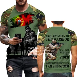 Vintage Soldier Portugal Flag 3D Printed T-shirts Army Veteran Short Sleeve Camouflage Casual T Shirt Men Tee Tops