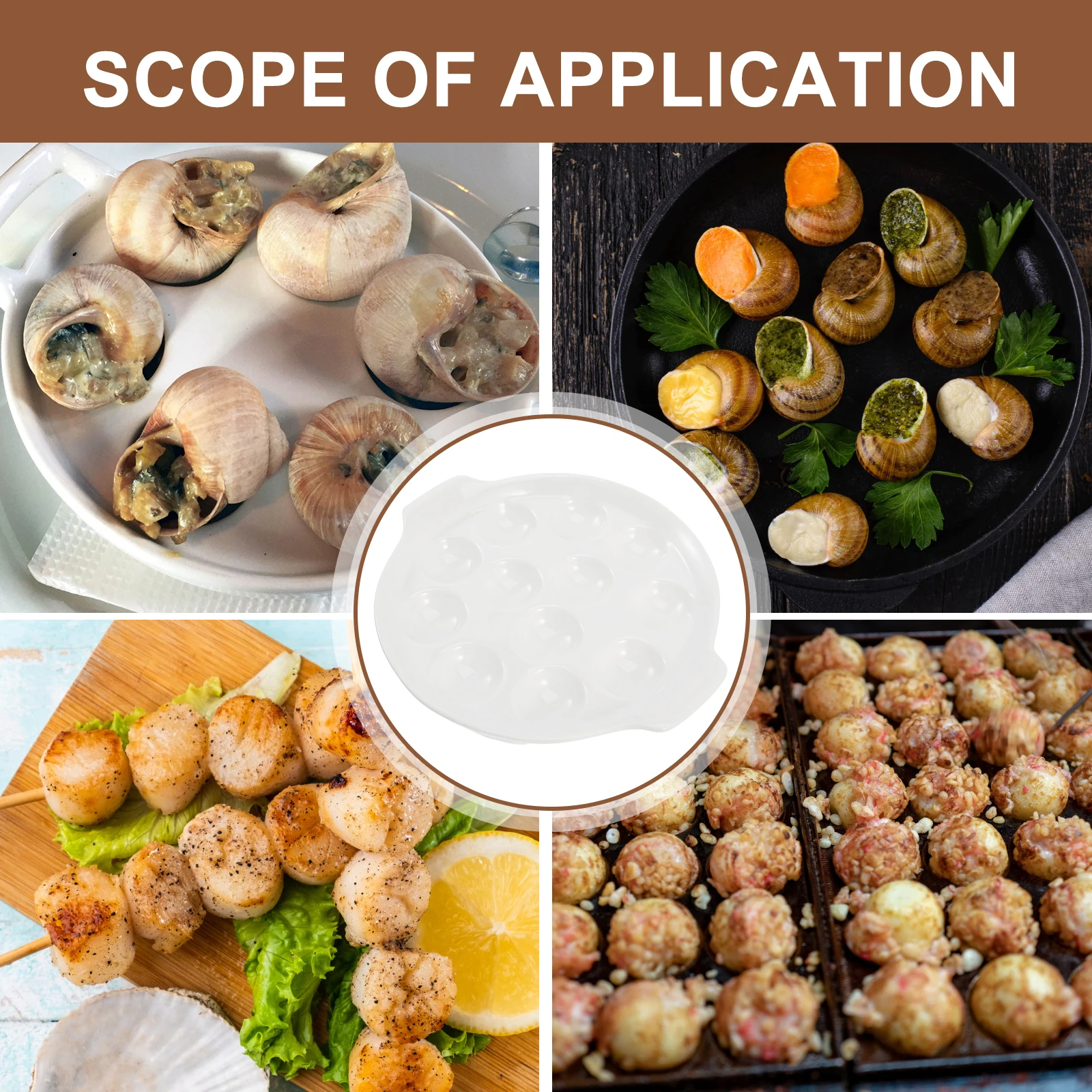 

Escargot Baking Plate Ceramic Snail Cooking Dish Oven Safe for Restaurant Home Use Seafood Appetizer Serving Tray