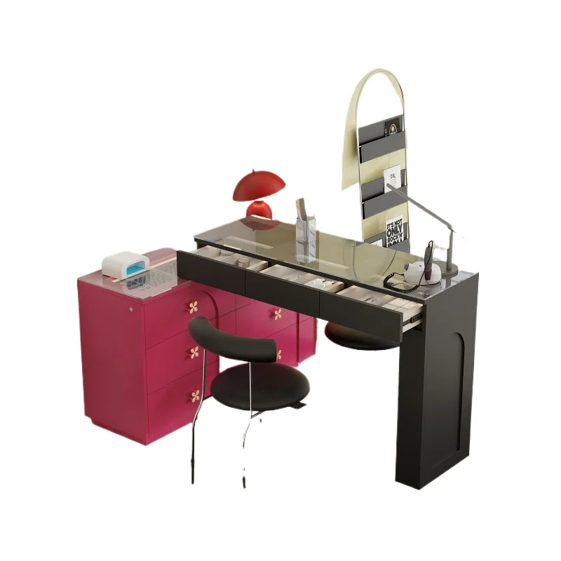 

Dressing table jewelry cabinet integrated double nail art lighted storage second hand black clamshell beauty