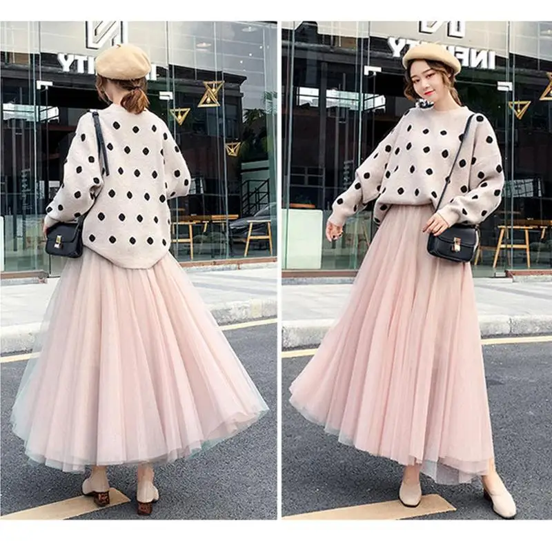 3 Layers of Yarn + Inner Lining Half-length Skirt Women's Net Gauze Skirt Large Skirt Mid-length Gauze Skirt Net Yarn Breathable
