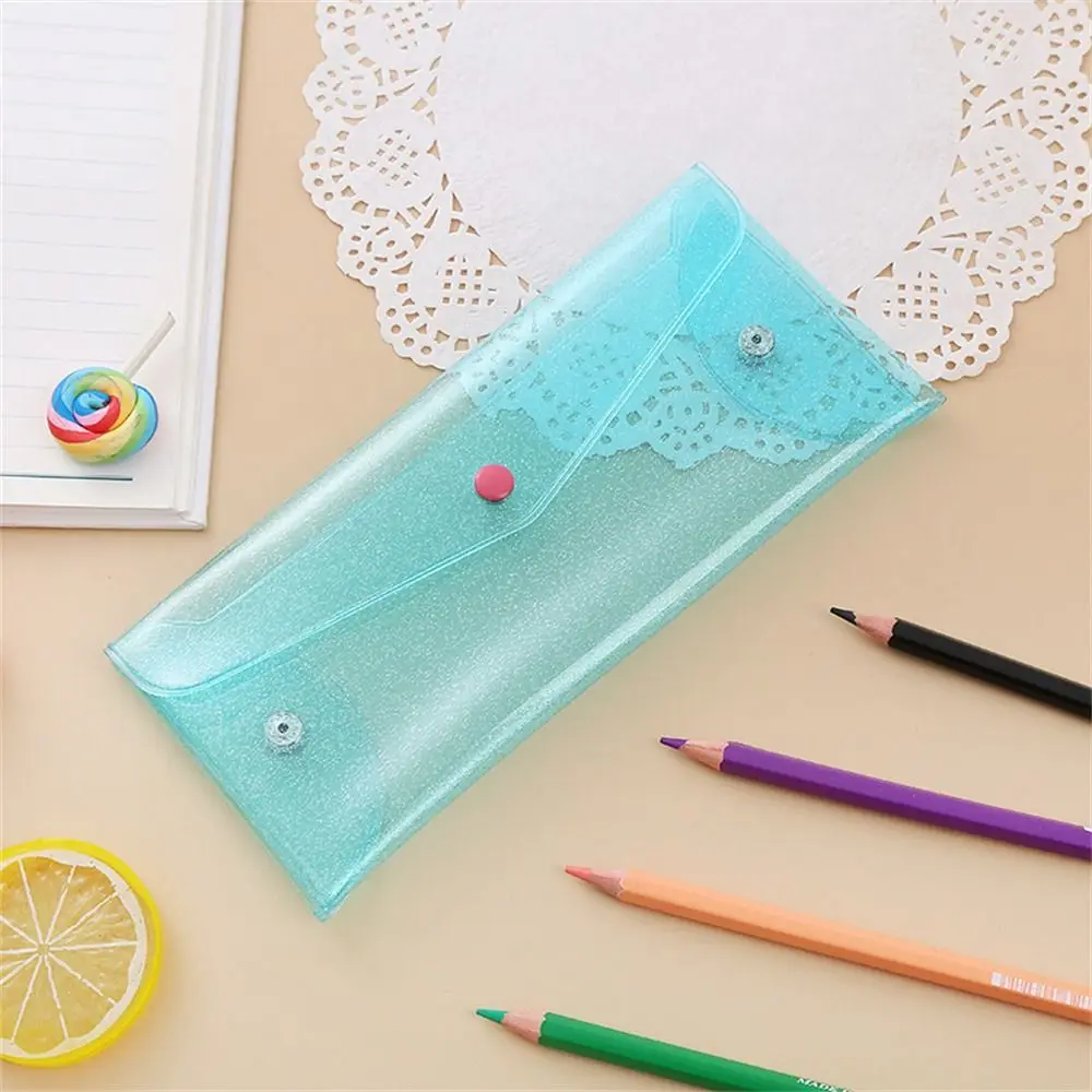 Glitter PVC Pencil Bags Transparent Waterproof Pencil Case Multifunction Pencil Pouch Stationary Organizer Desk Accessoriesback