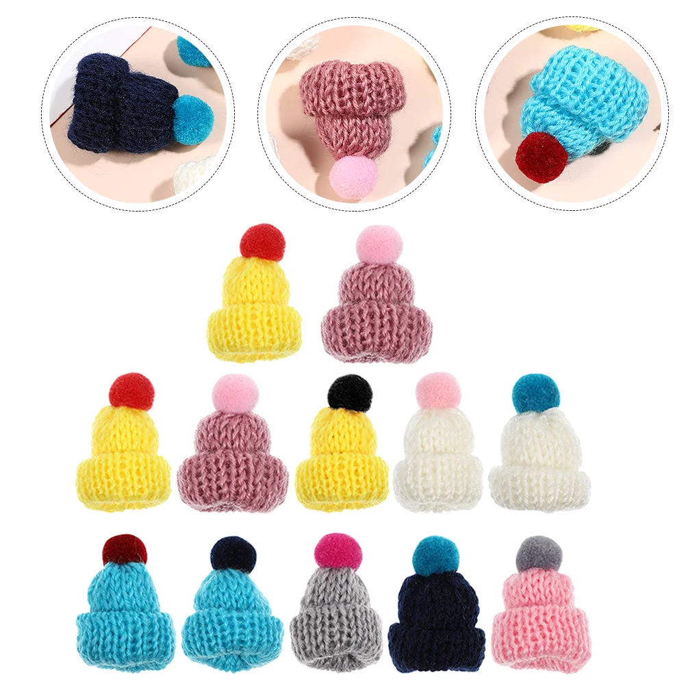 12 Pcs Mini Hat Kawaii Hats Multi-function Miniature Black Cap Adorable Replaceable Craft Wear-resistant Crafts