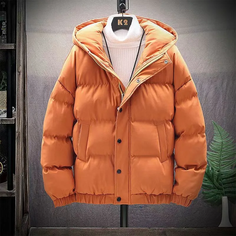 2024 Autumn and Winter New Fashion Solid Color Thick Warm Cotton-Padded Jacket Men's Casual Loose Comfortable Large Size Coat