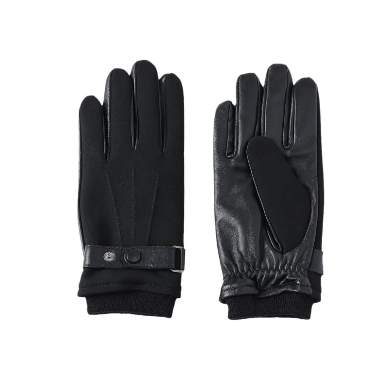 Me\'s Guantes de cuero de cabra, Guantes de ciclismo Drivig, Pantalla táctil, Felpa Ad Thick Ier, Cuero cálido, Deportes Casuales