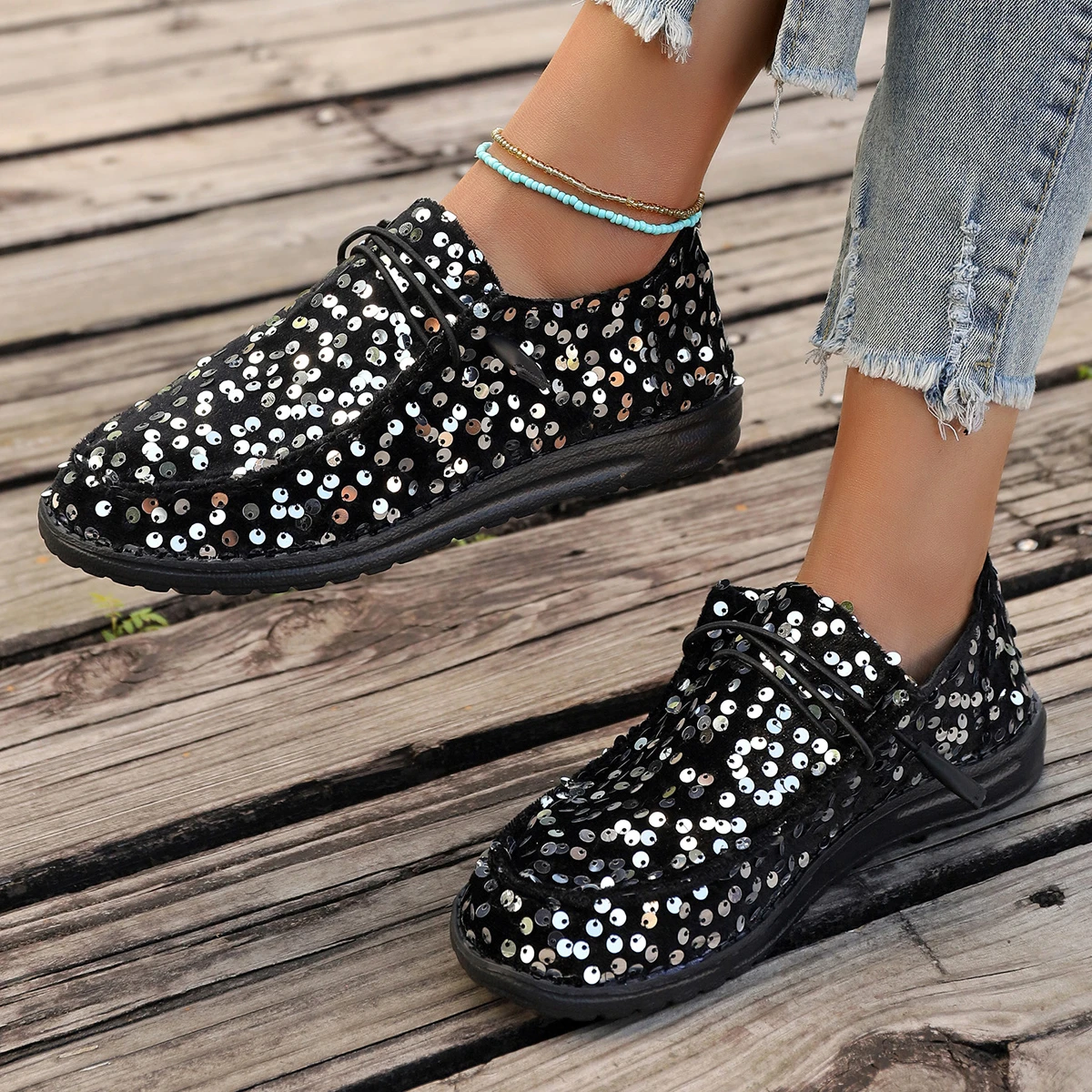 Dames Sneakers 2024 Loafers Outdoor Casual Flats Vrouwen Ronde Neus Veteraan Bling Licht Vrouwen Plus Size Schoenen Zapatos De Mujer