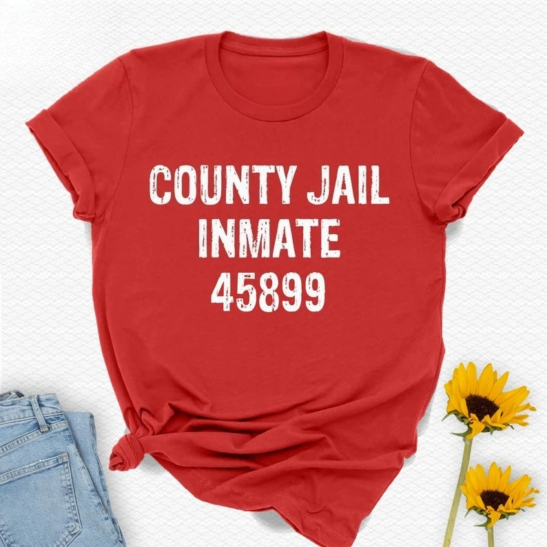 قميص قزم السجن مقاطعة السجن قرميد تي شيرت مجموعة الهالوين مطابقة موسم الخريف هدية عيد ميلاد فرقة حفلة علوية قطن تي شيرت الرجال