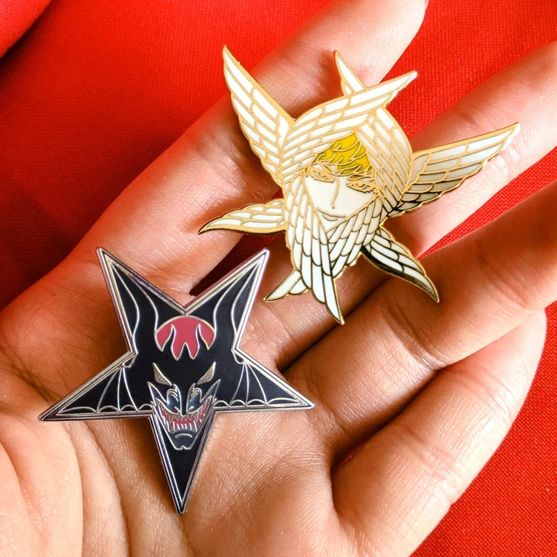 Creative Cartoon Devilman And Angel Enamel Badge Brooch Backpack Collar Lapel Pins Jewelry Brooch Game Fashion Pin Gift