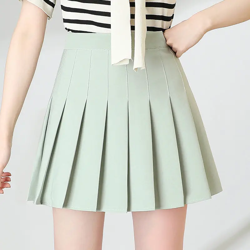 

Pleated Skirt Summer Women's Clothing Harajuku Fashion Korean Style Faldas Cortas Para Mujer Green Mini Short Skirt For Girls