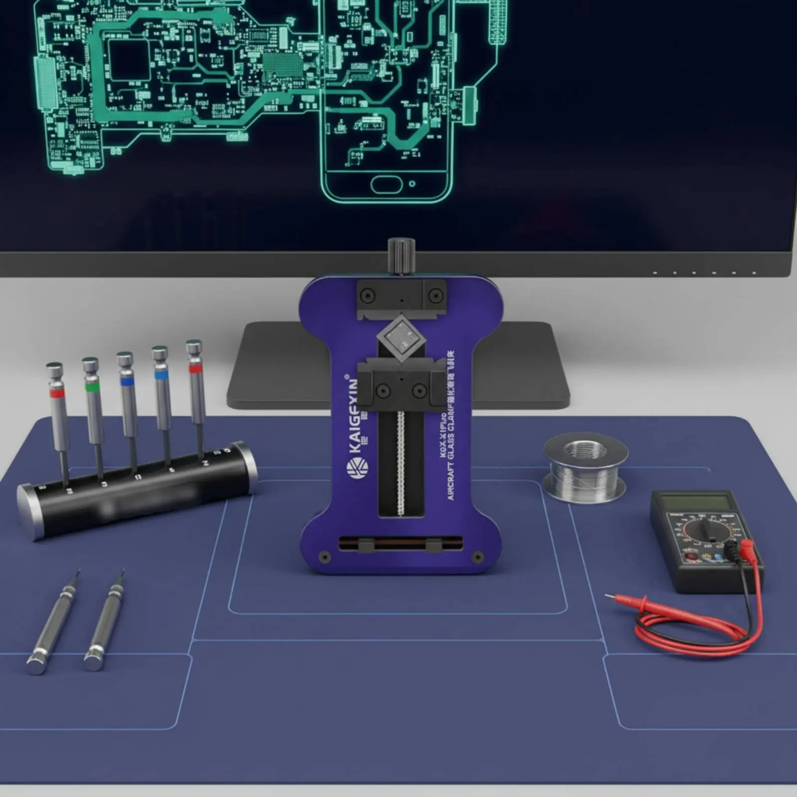 phone-repair-clamping-tool-heat-resistant-motherboard-repair-clamp-pcb-fixing-holder-sturdy-metal-body-bga-soldering-fixture