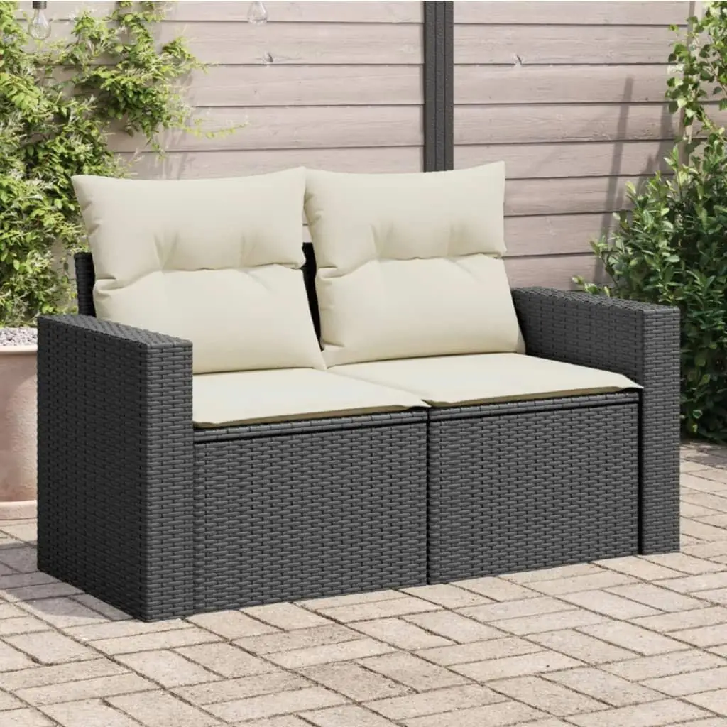 

Luxury Garden Sofa Set Black and Cream White Outdoor Furniture Stylish Patio Lounge Seating